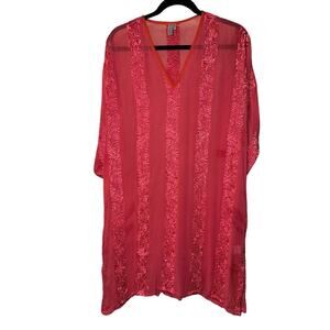 Bl^nk London Women's Embroidered Sheer Beach Cover Up Dress Size XL Pink NWOT